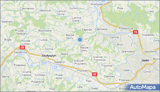 mapa Bączal Dolny, Bączal Dolny na mapie Targeo